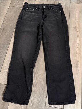 Women's American Eagle Super High Rise Ankle Straight Jeans Washed Black